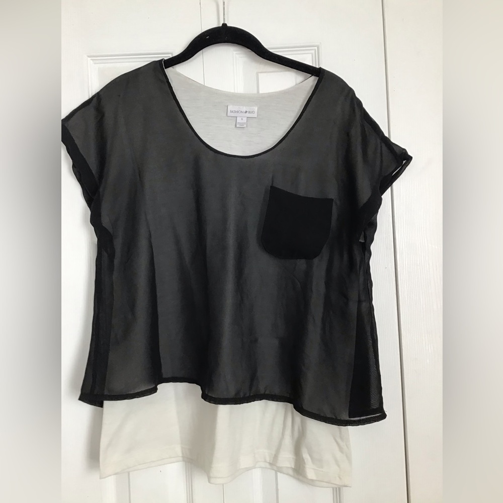 Y2K Fashion Bug Sm Top Tee Black Casual Sheer Blouse